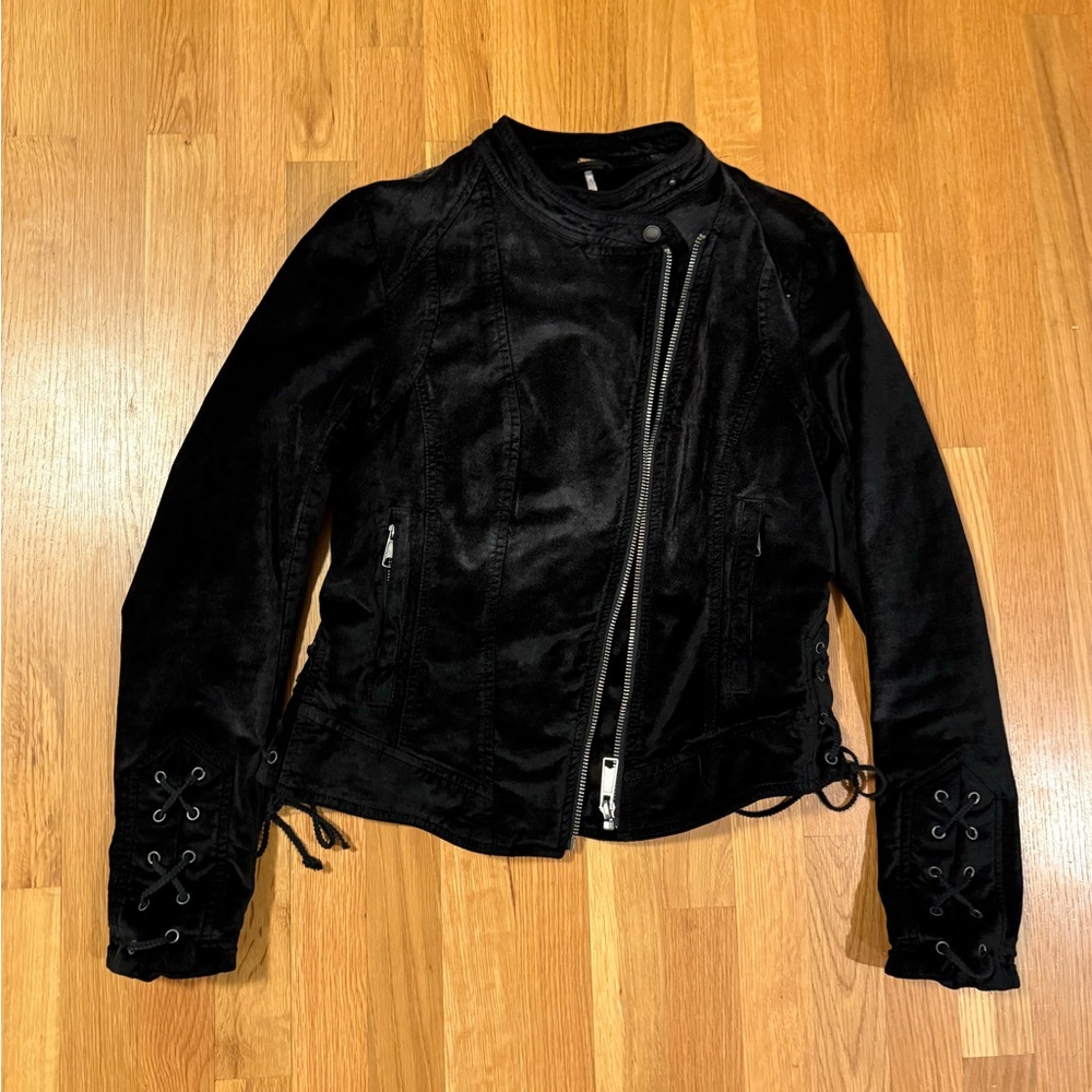 Free People velvety moto black jacket - Picture 3 of 5